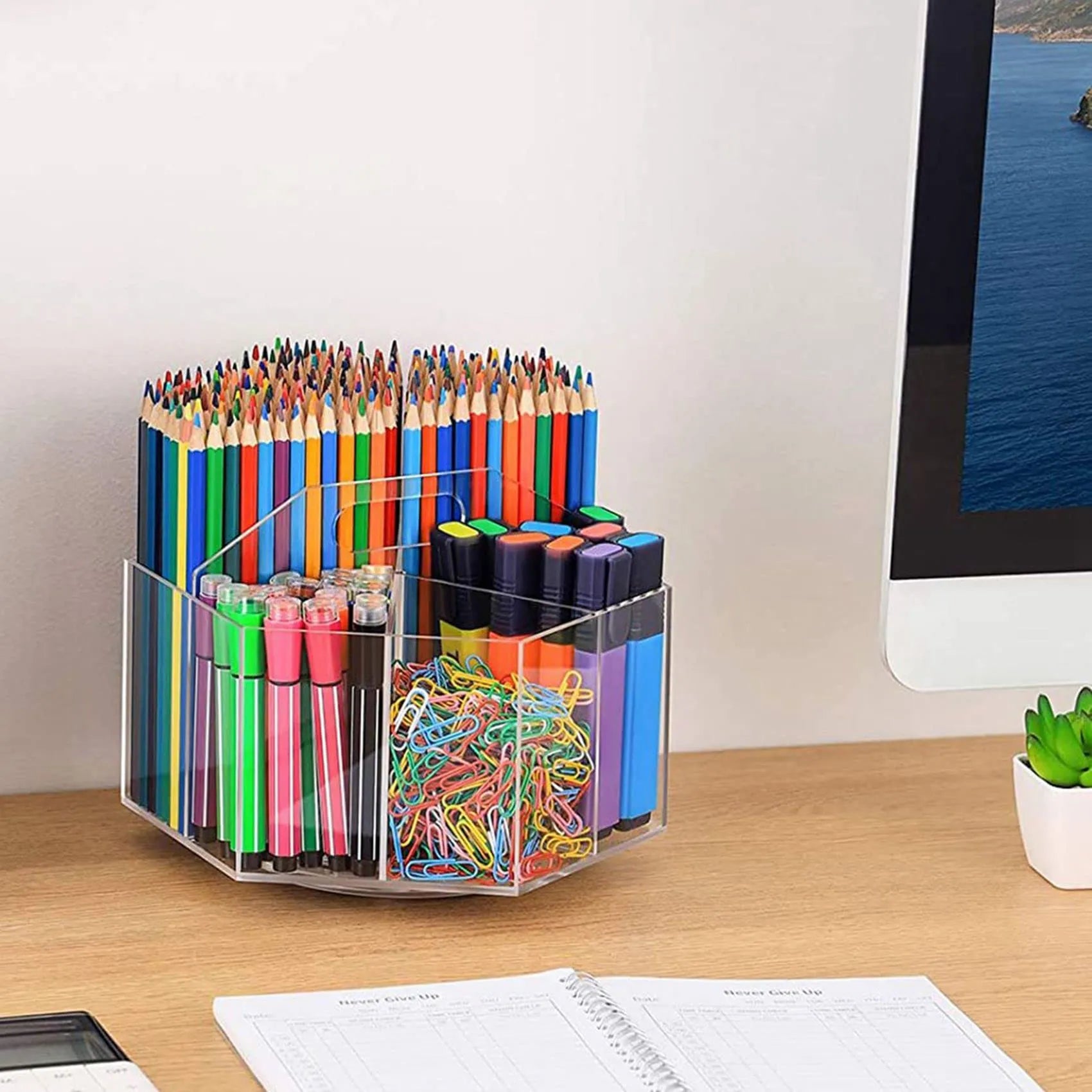 Boite de rangement rotative en plexiglass