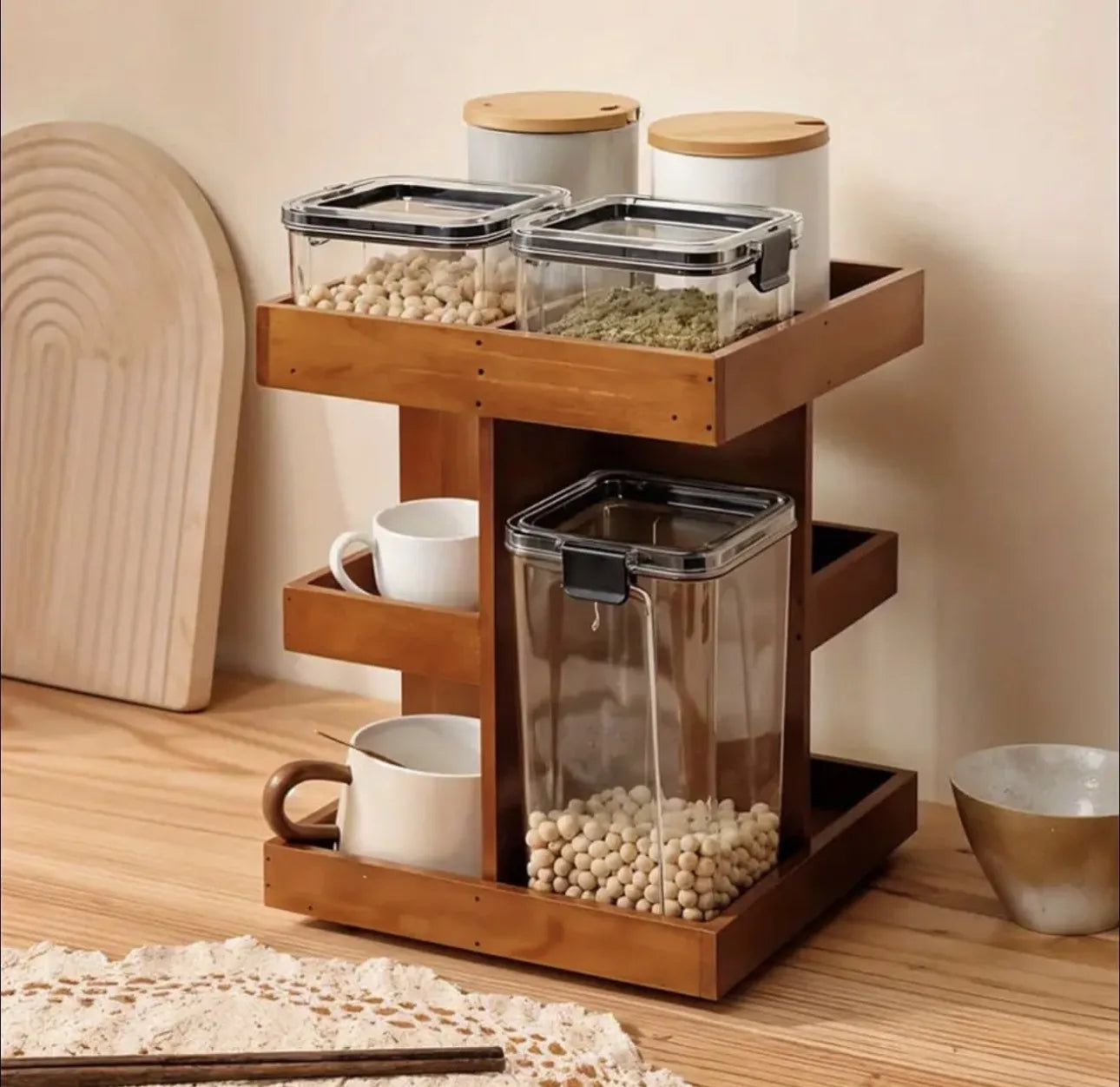 Présentoir rotatif en bois