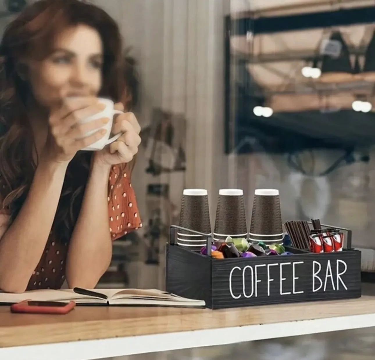 Boite de rangement café en bois