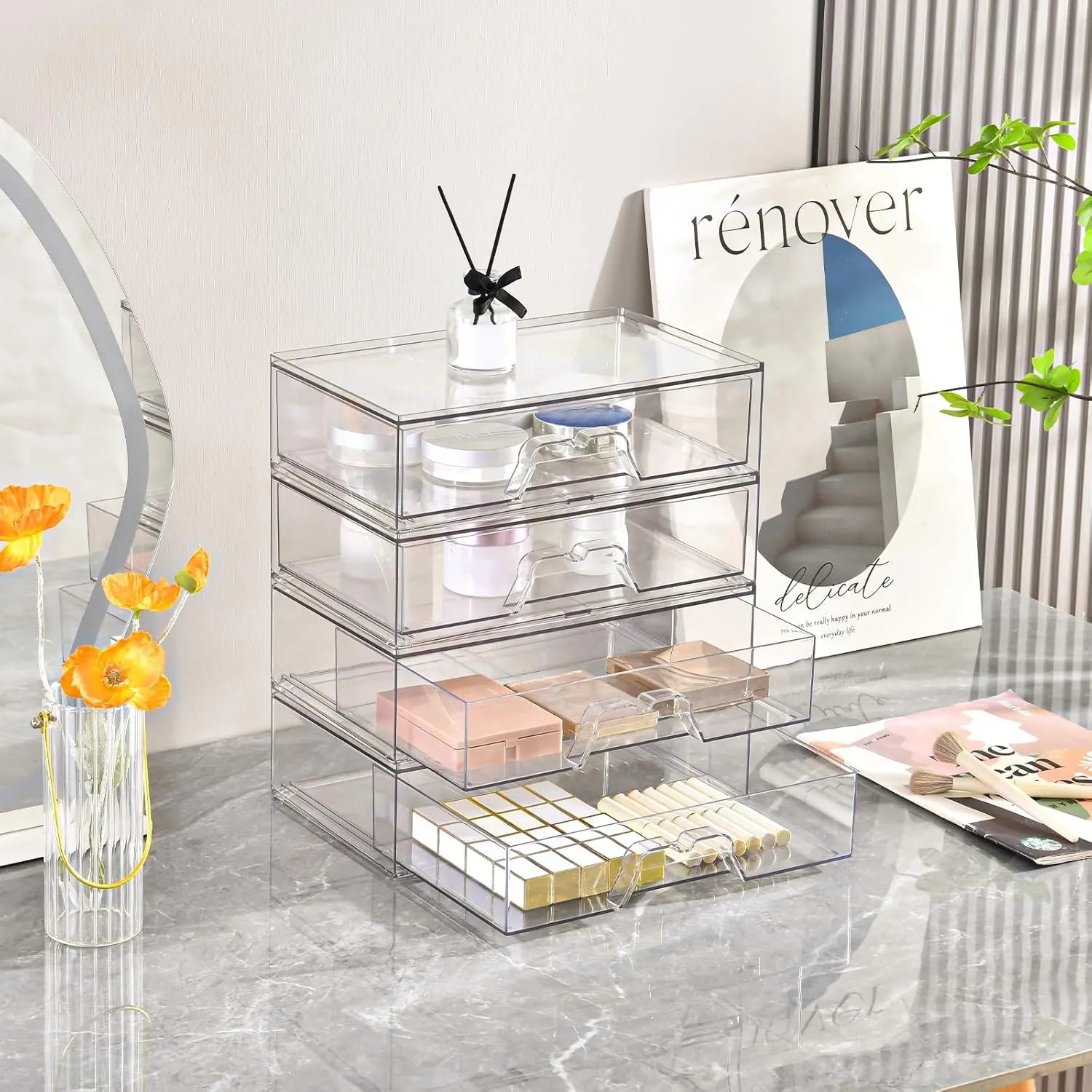 Tiroir de rangement en plexiglass