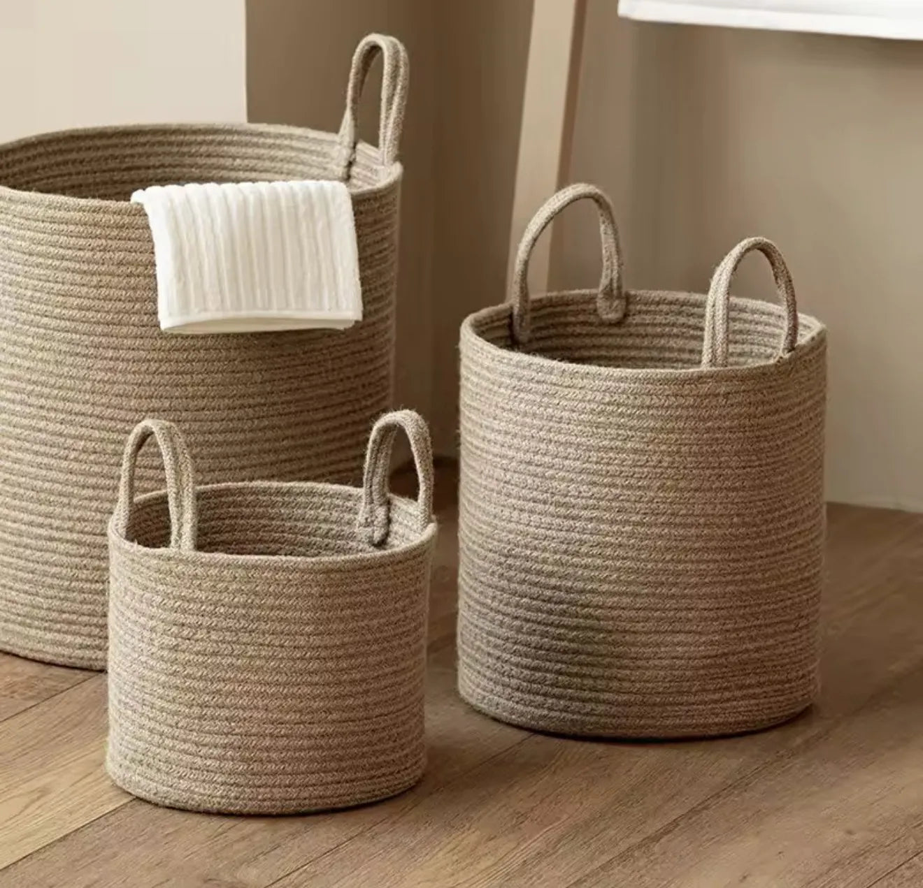 Lot de 3 paniers en jute