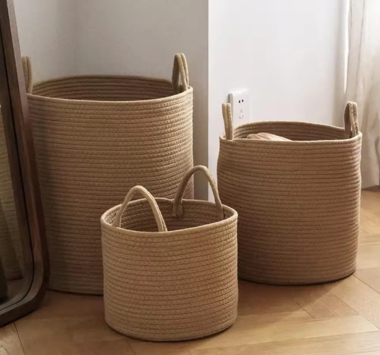 Lot de 3 paniers en jute