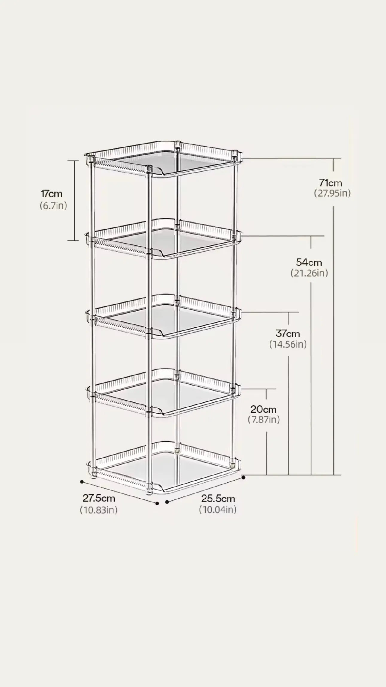 Etagère 5 niveaux en plexiglass