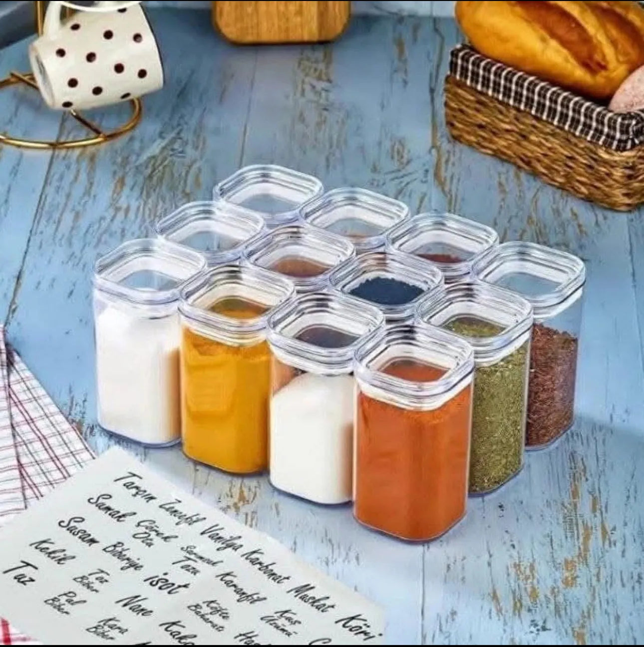 Lot de 10 bocaux d'épices en plexiglass