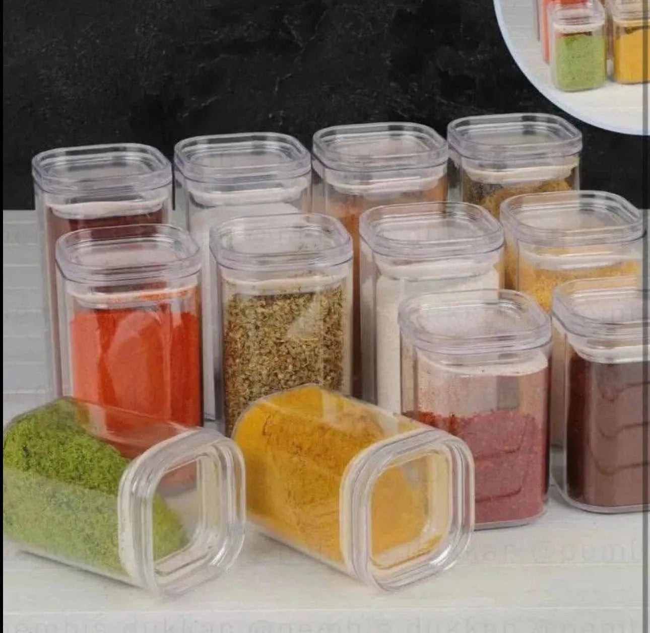 Lot de 10 bocaux d'épices en plexiglass