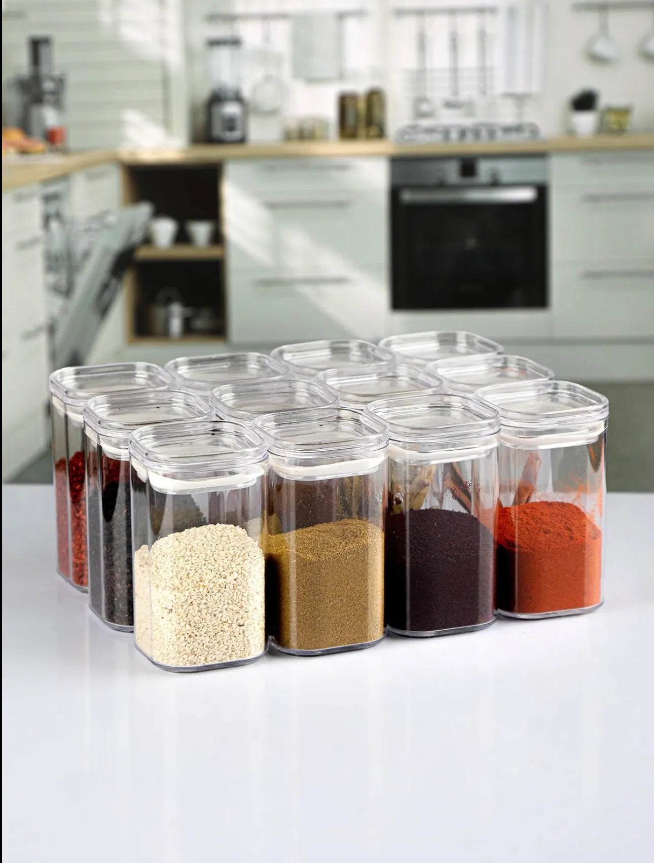 Lot de 10 bocaux d'épices en plexiglass