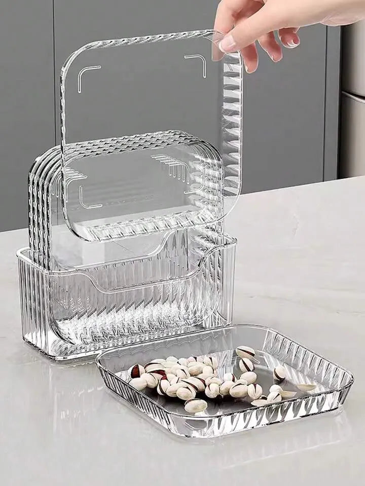 Lot de 6 assiettes en plexiglass + support
