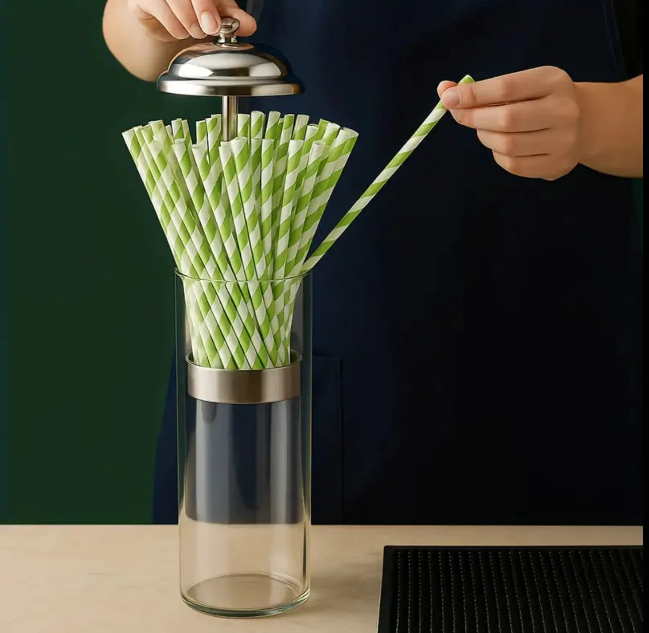 Distributeur de pailles en verre