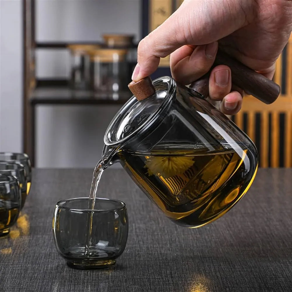 Set théière + 4 tasses en verre