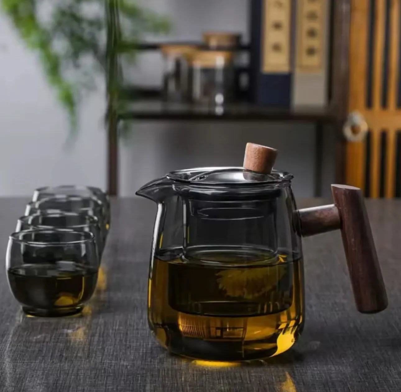 Set théière + 4 tasses en verre