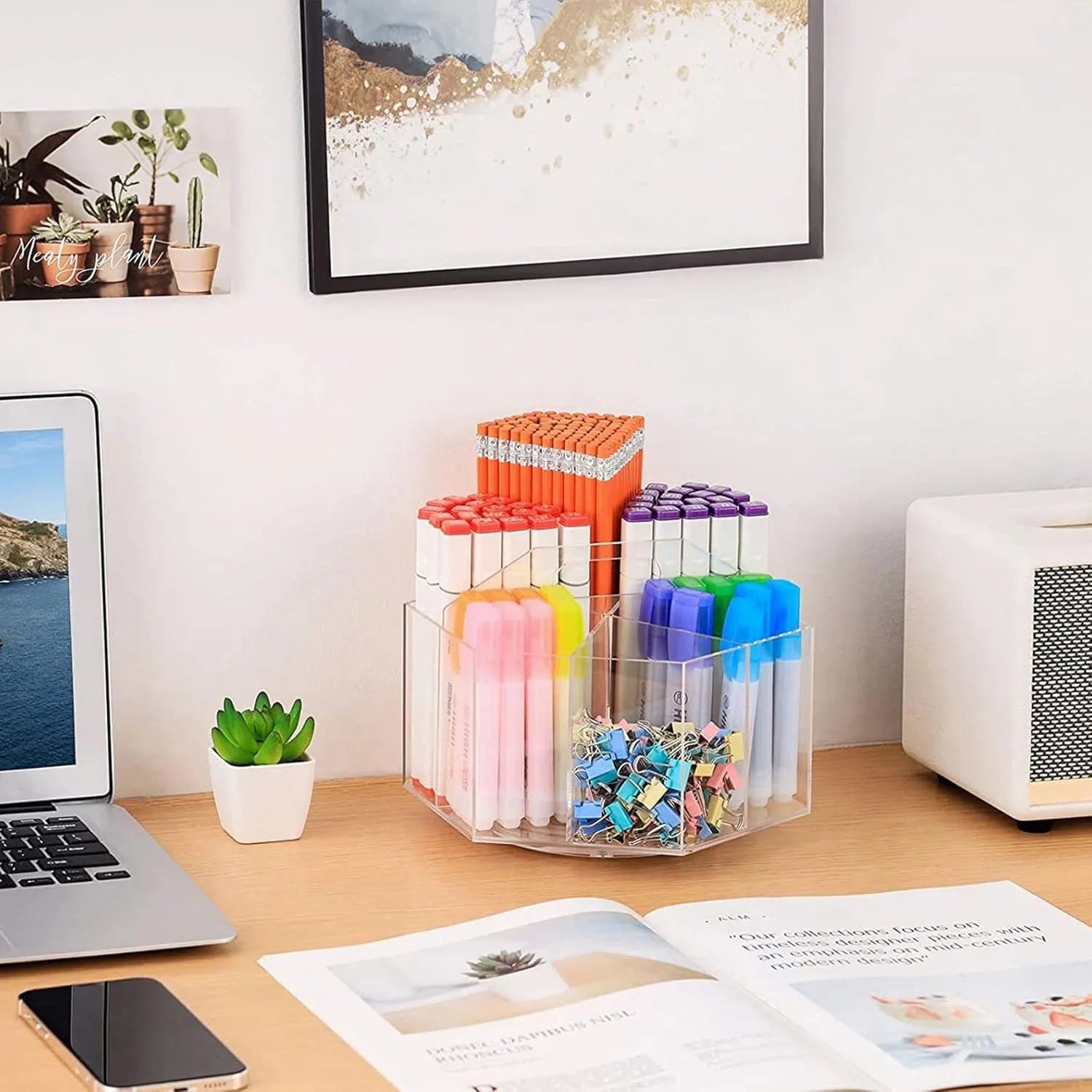 Boite de rangement rotative en plexiglass