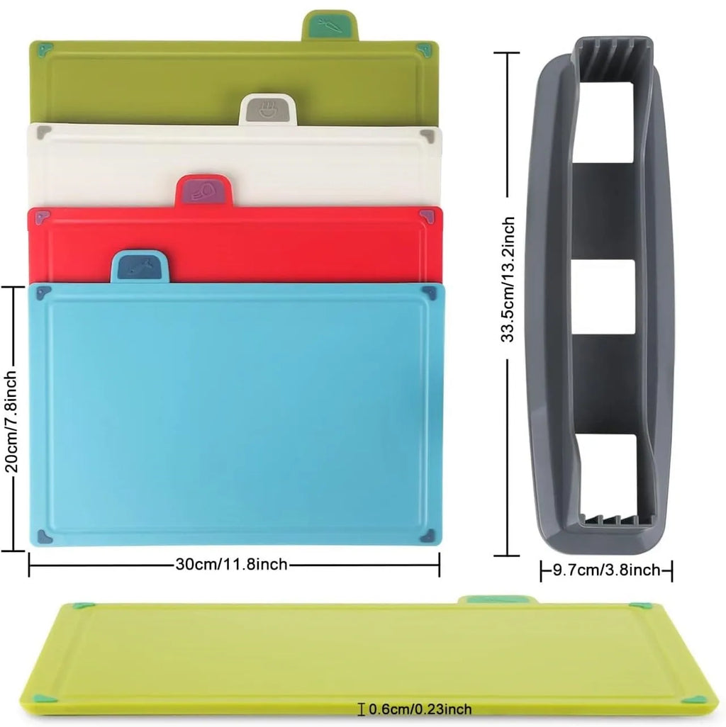 Set de 4 planches à découper + support