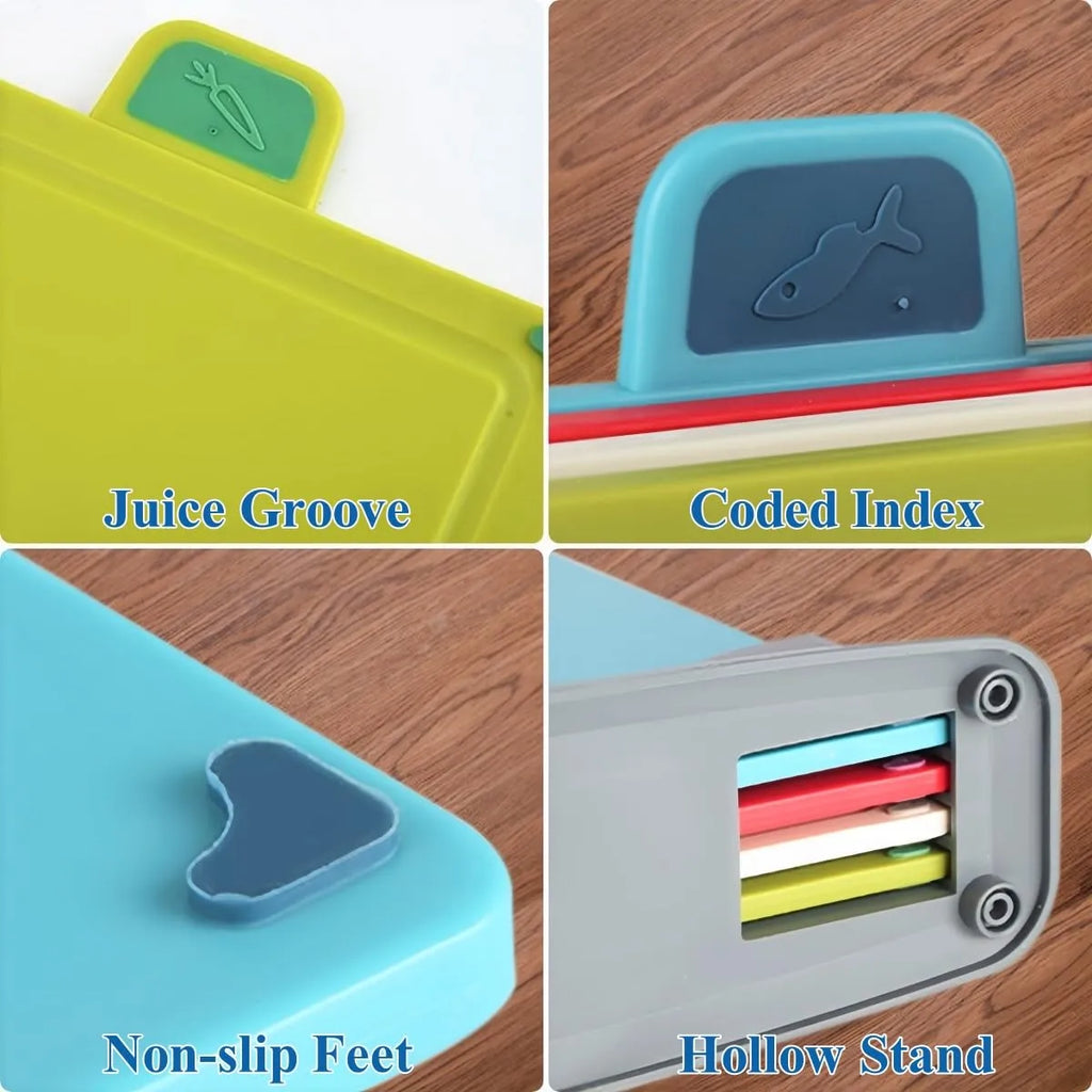 Set de 4 planches à découper + support