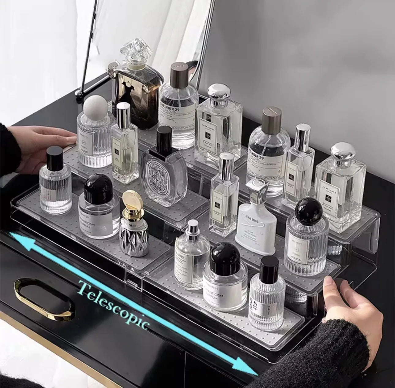 Etagere 3 niveaux en plexiglass extensible