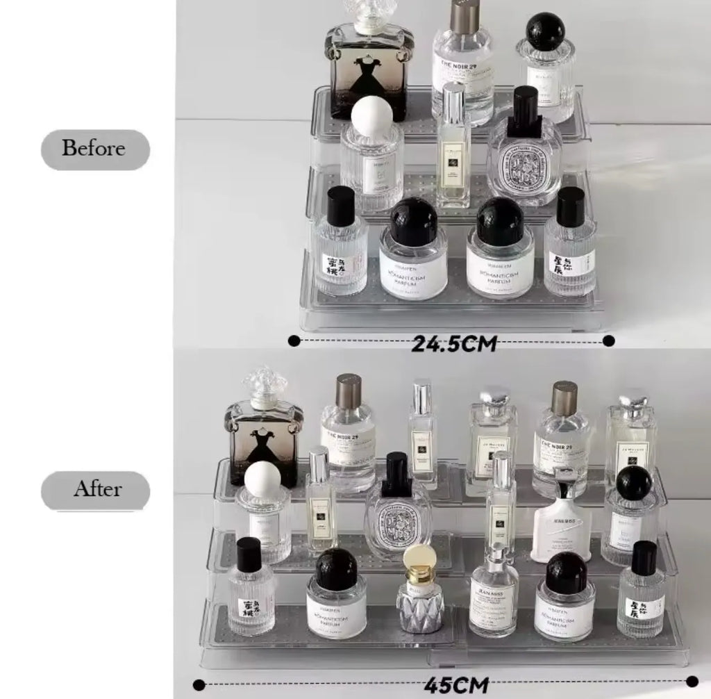 Etagere 3 niveaux en plexiglass extensible