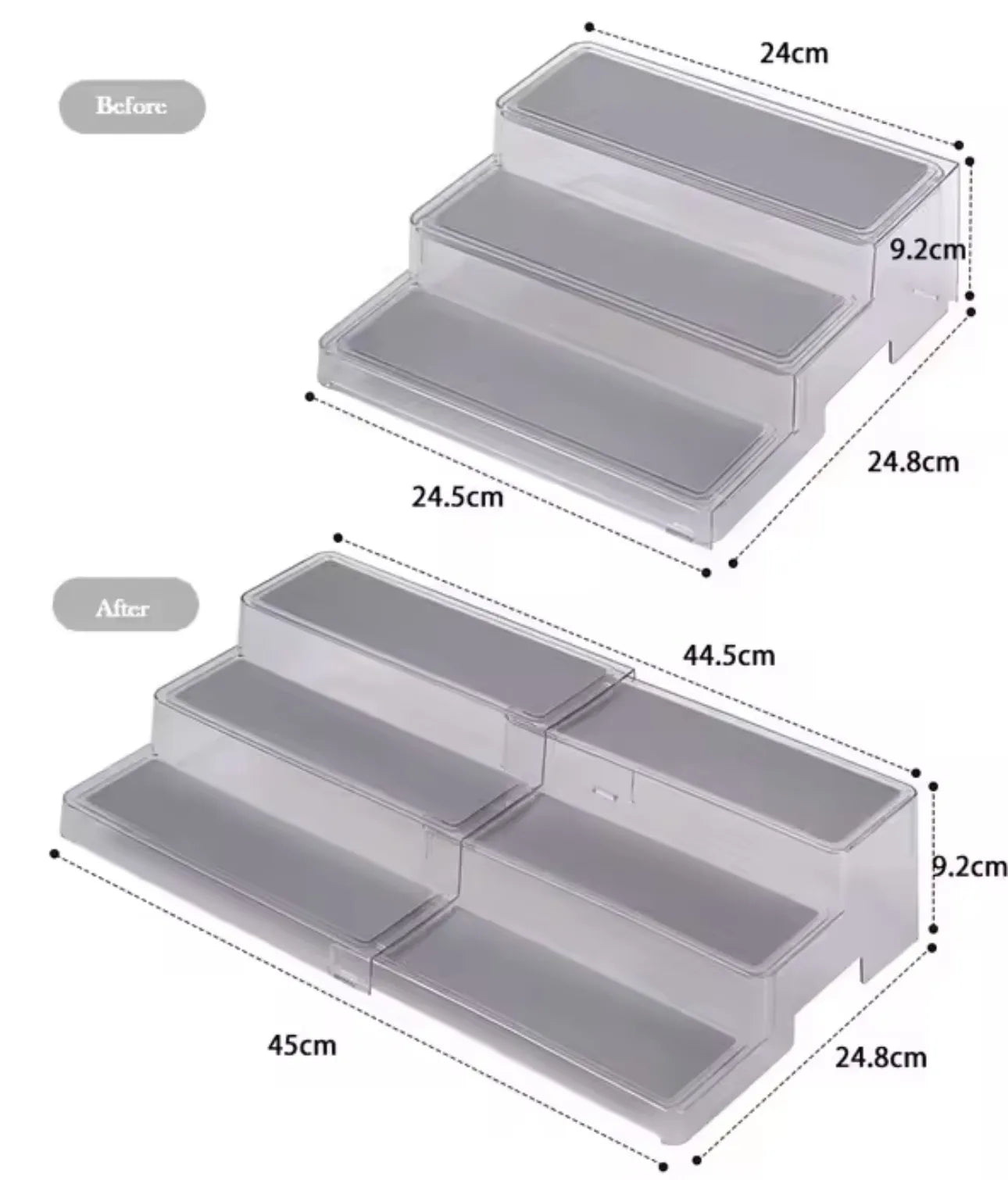 Etagere 3 niveaux en plexiglass extensible
