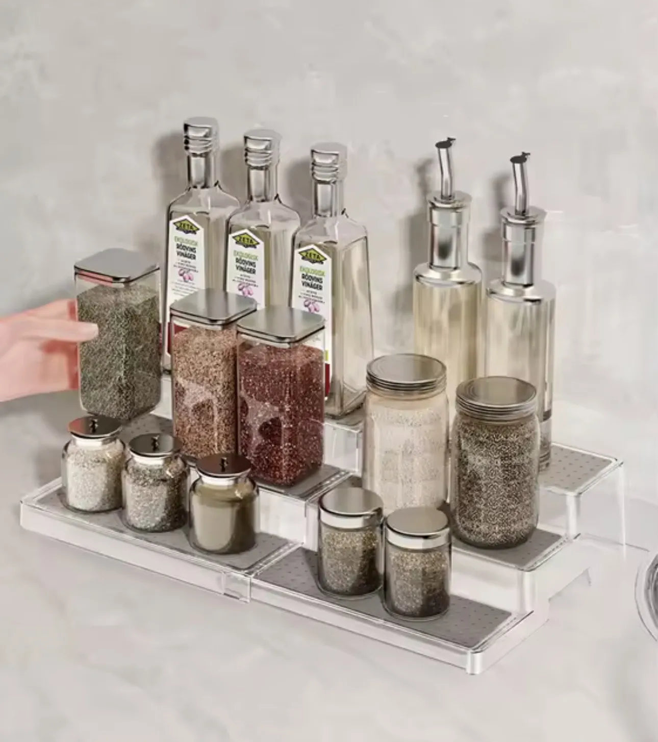 Etagere 3 niveaux en plexiglass extensible