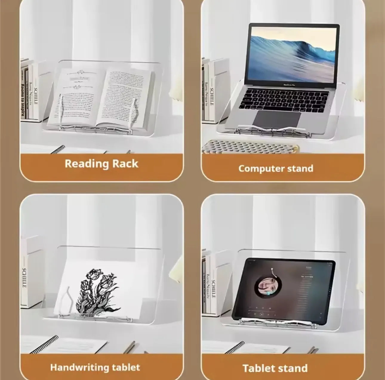 Support de lecture en plexiglass