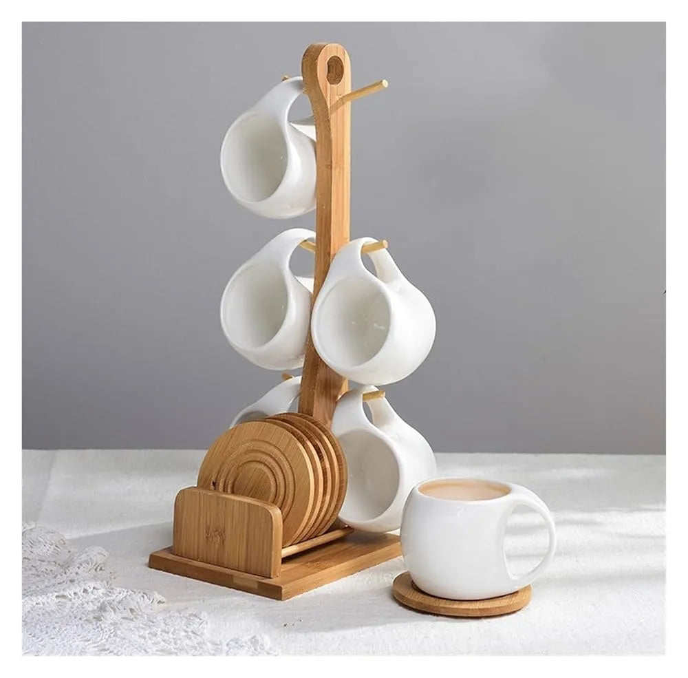 Set tasses en céramique et bambou