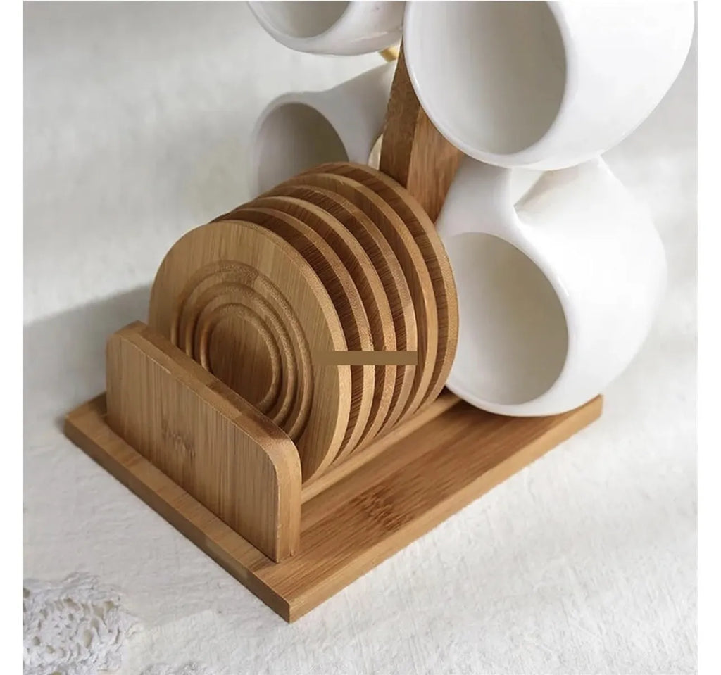 Set tasses en céramique et bambou