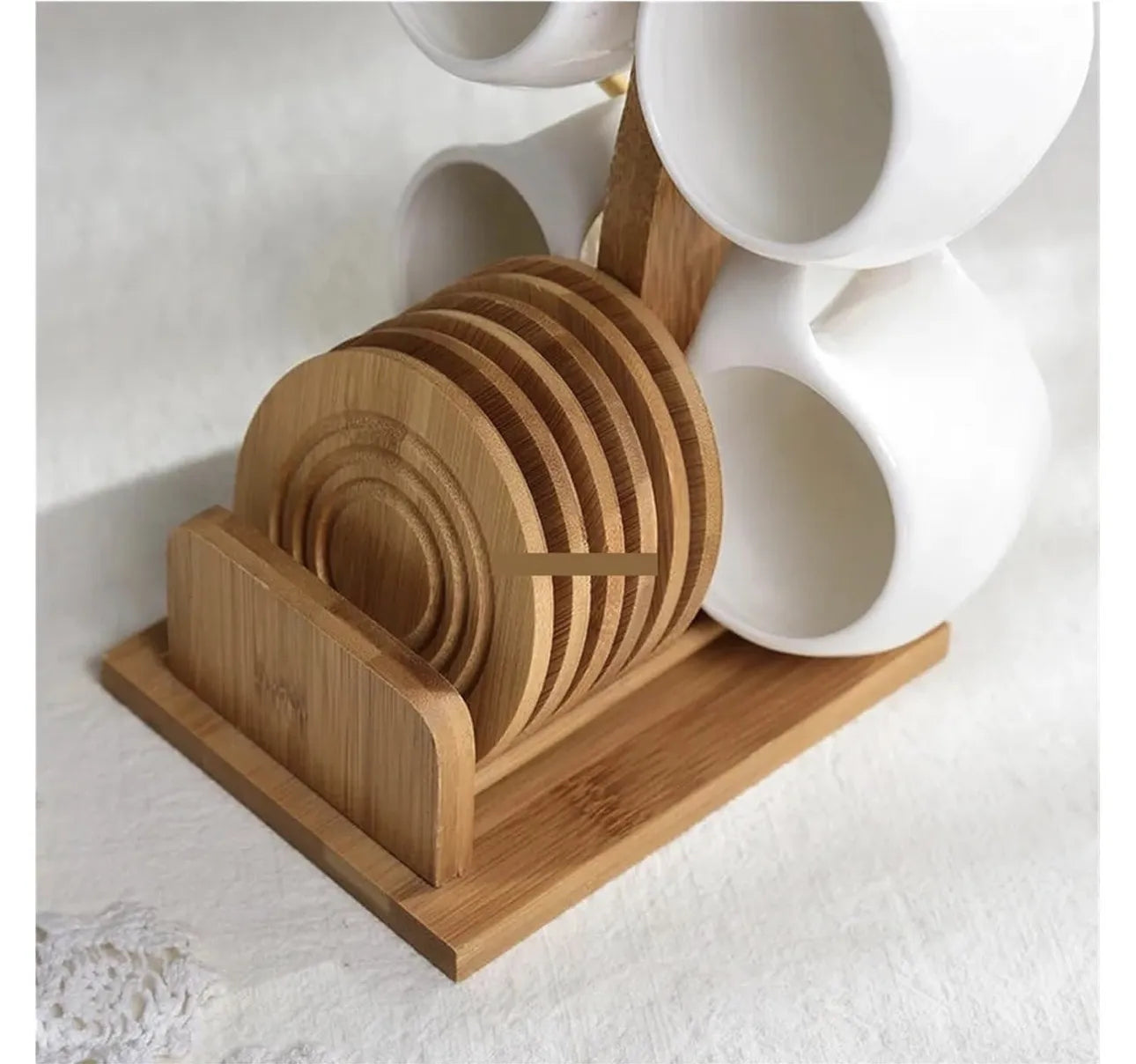 Set tasses en céramique et bambou