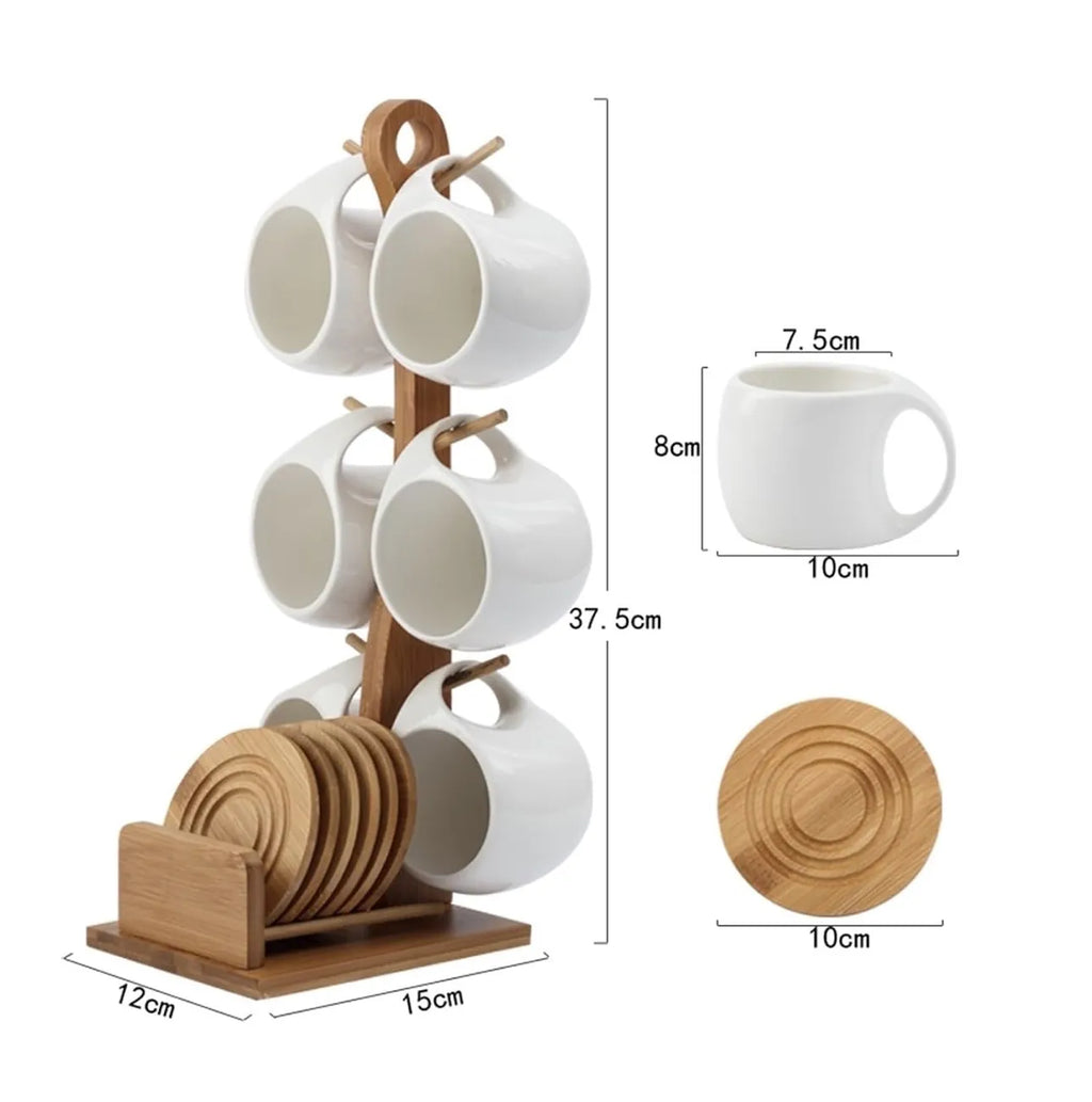 Set tasses en céramique et bambou