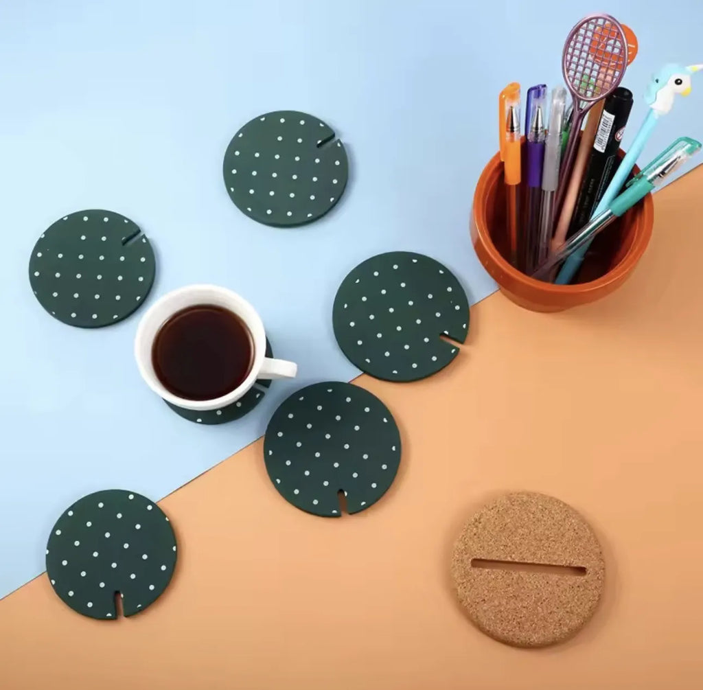 Lot de 6 sous tasses + support