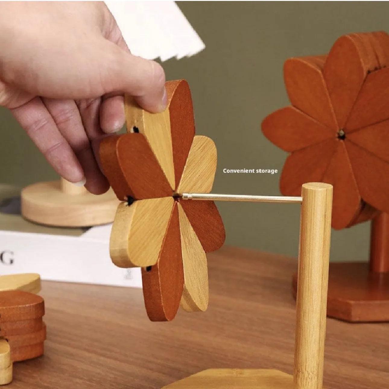 Support en bois + 4 sous plats