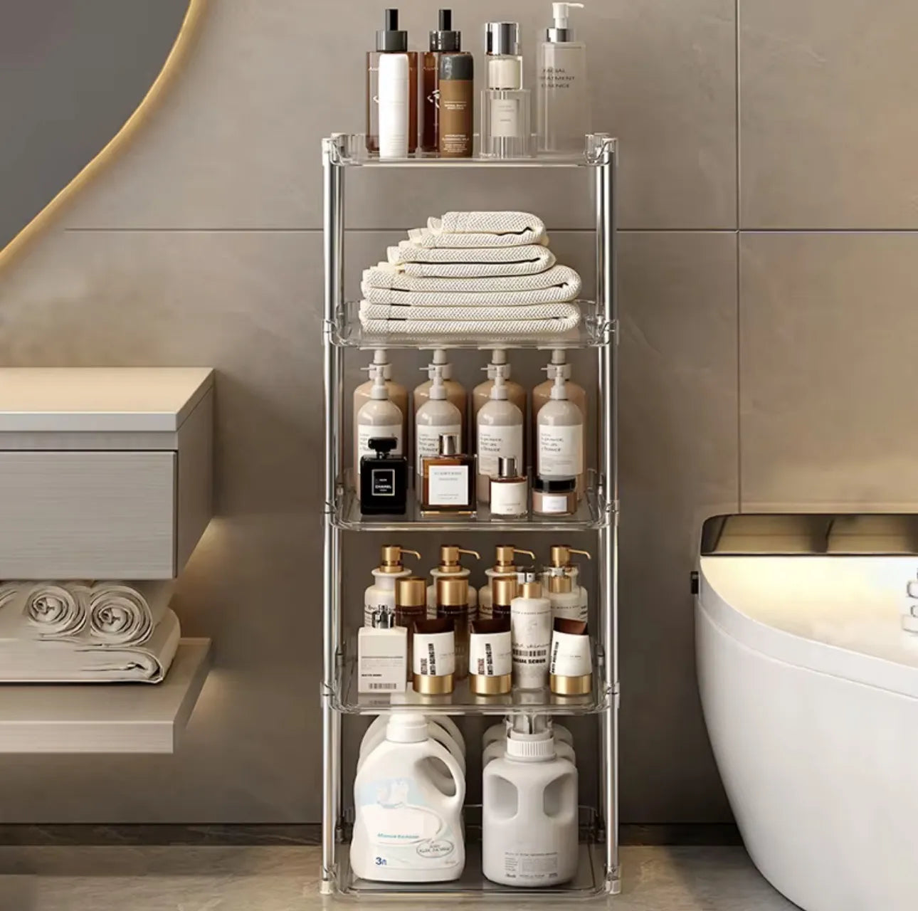 Etagère 5 niveaux en plexiglass