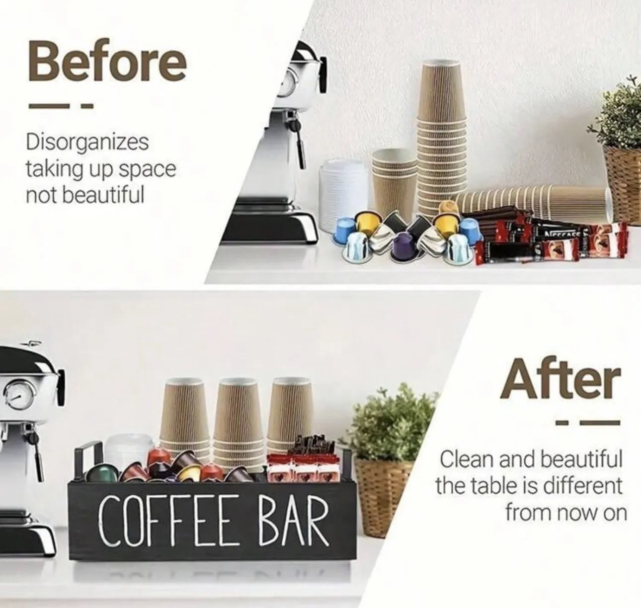 Boite de rangement café en bois