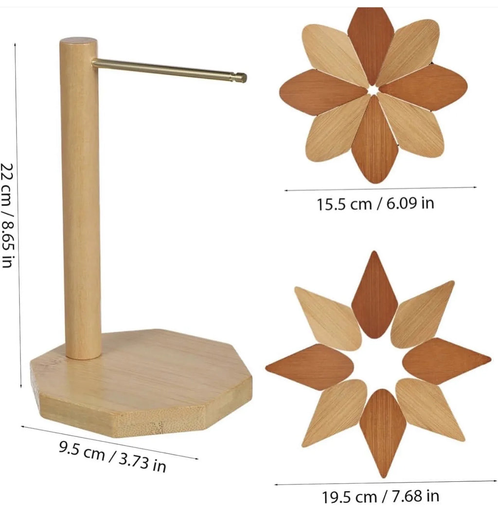 Support en bois + 4 sous plats