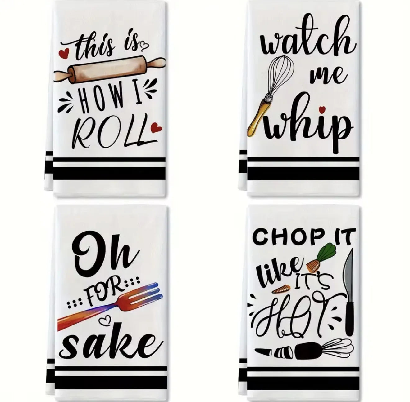 Lot de 4 serviettes de cuisine