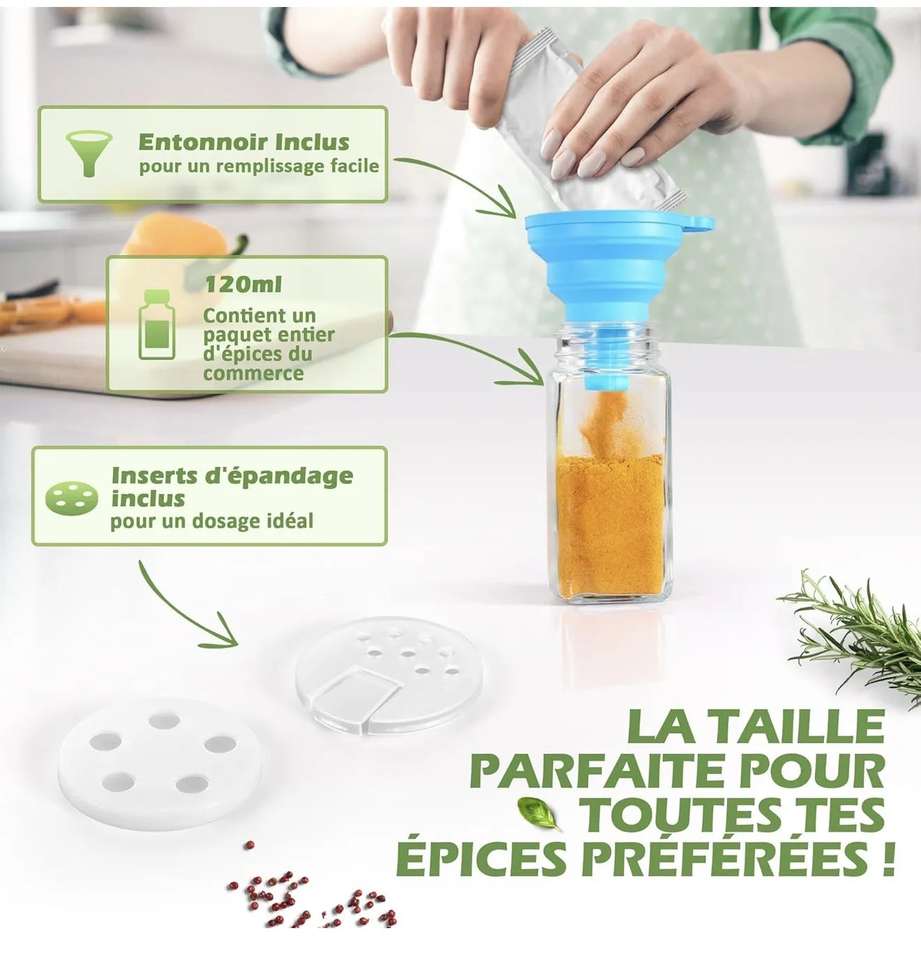 Lot de 10 bocaux à épices