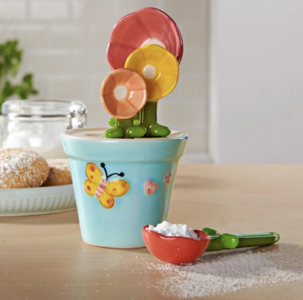 Lot de 4  cuillères à mesurer + support