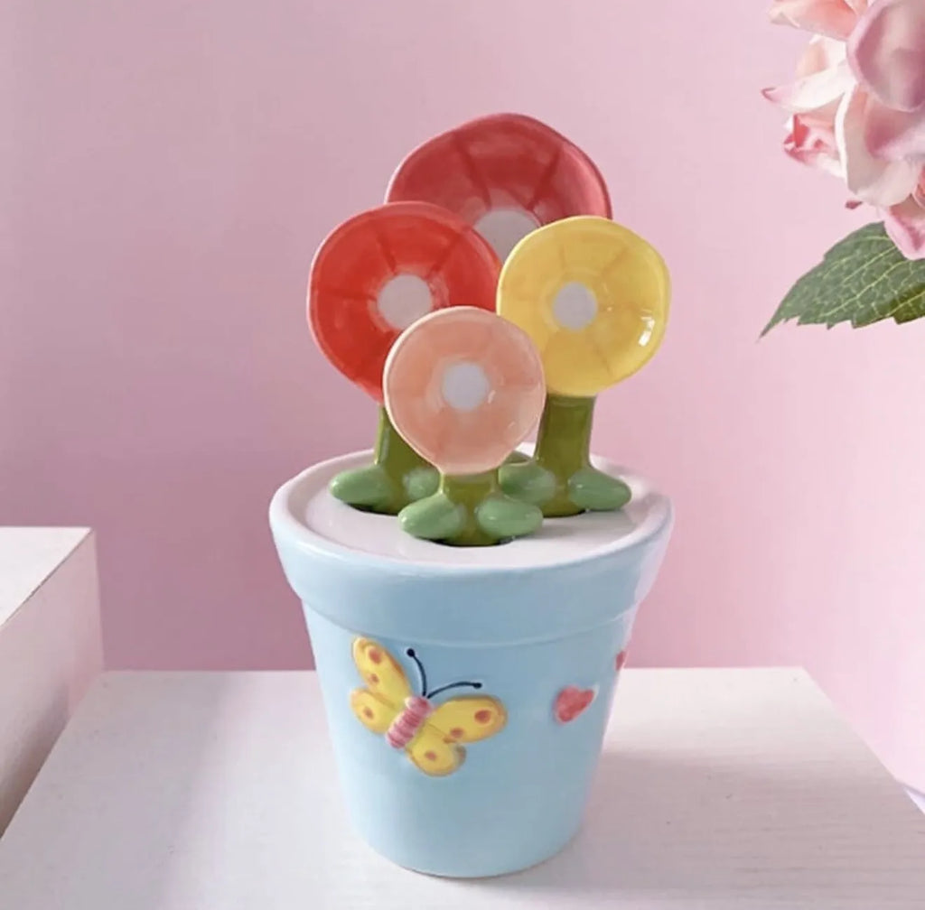 Lot de 4  cuillères à mesurer + support