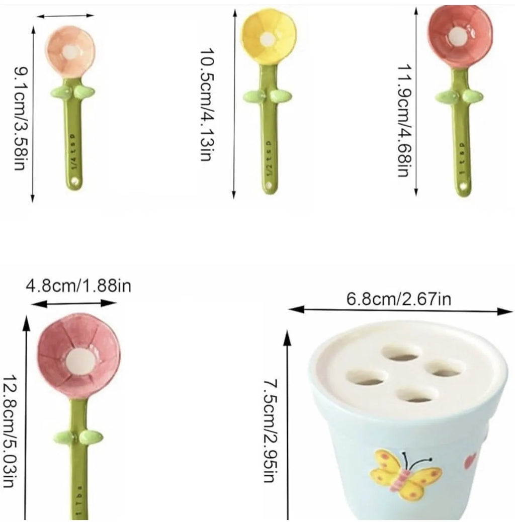 Lot de 4  cuillères à mesurer + support