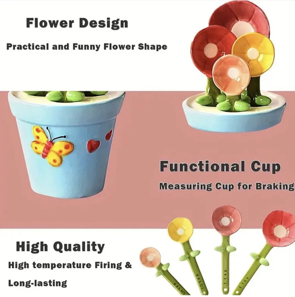 Lot de 4  cuillères à mesurer + support