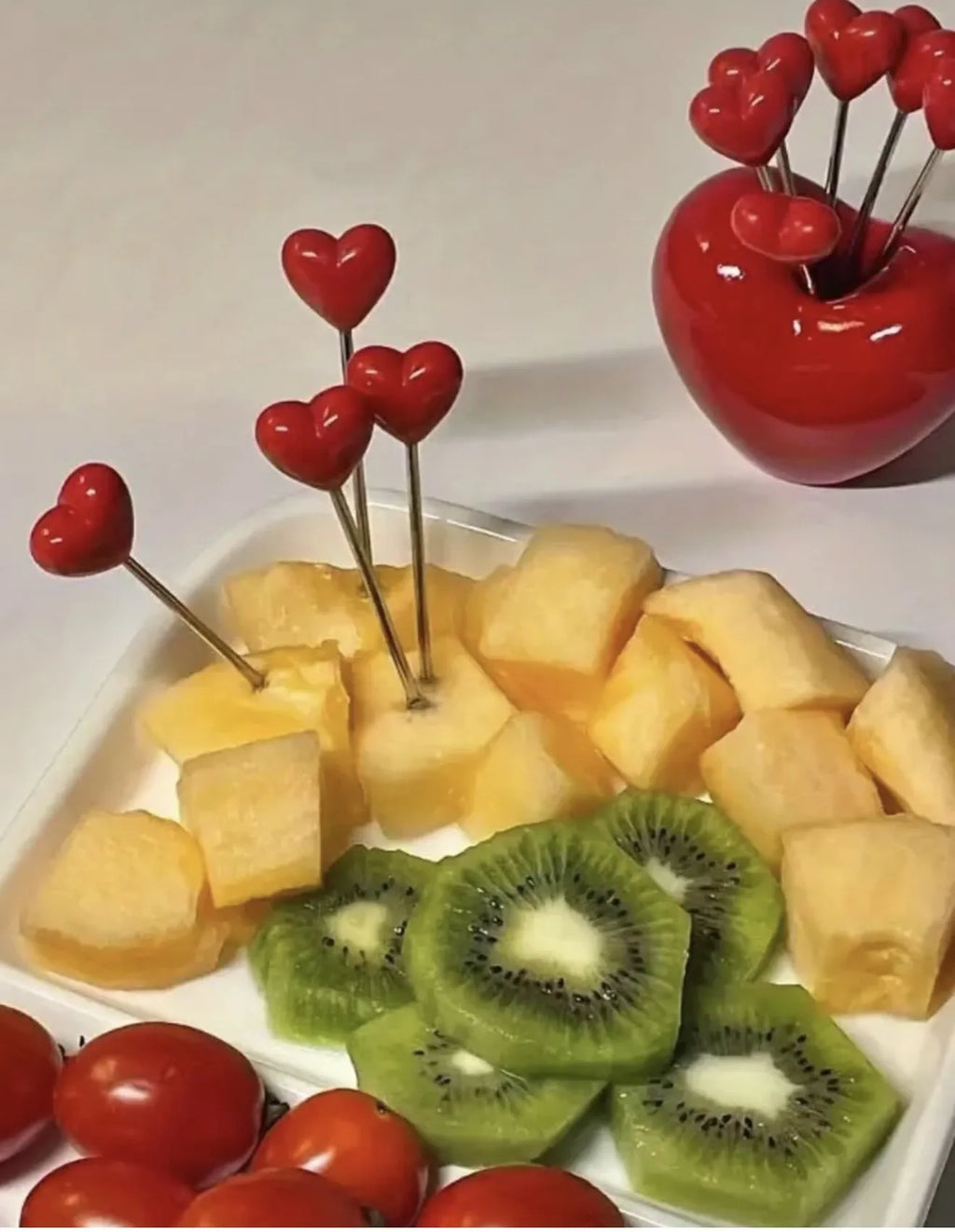 Lot de 10 fourchettes à dessert + support