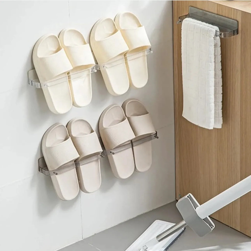 Organisateur pantoufles en plexiglass adhésif