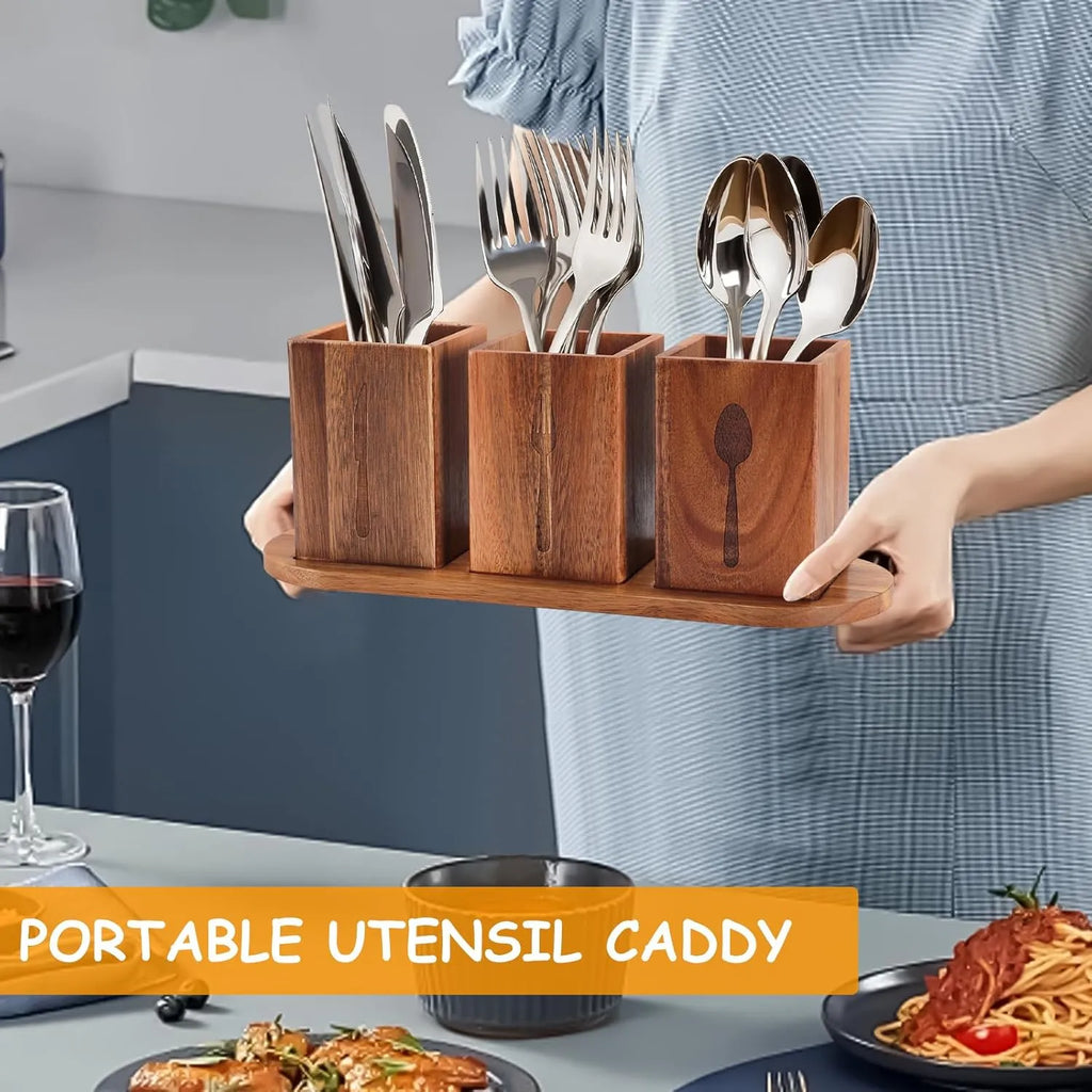 Support couverts en bois