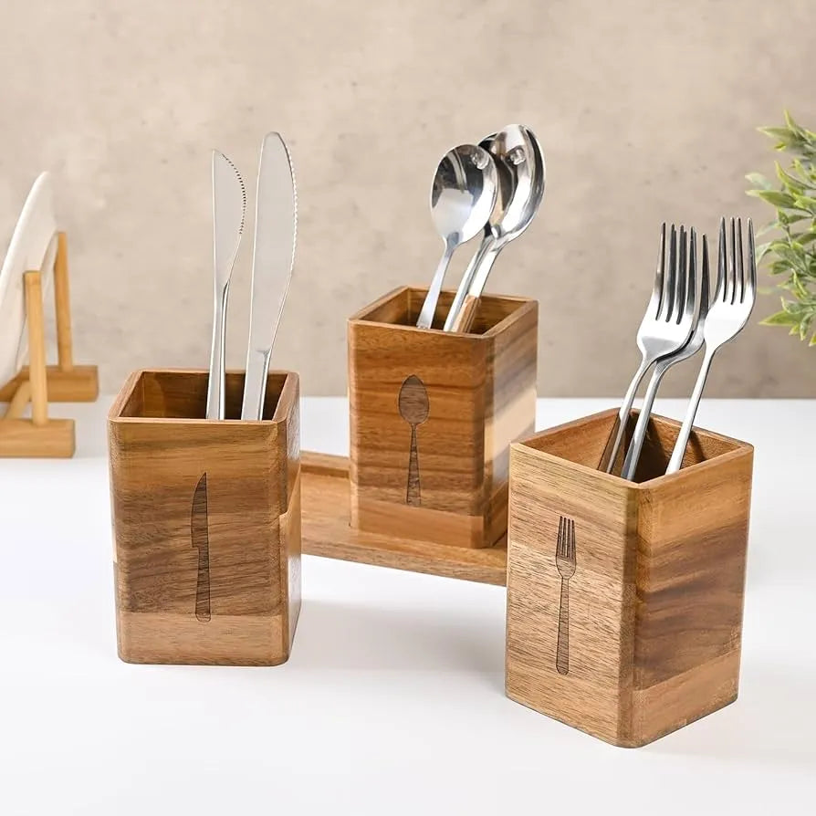 Support couverts en bois