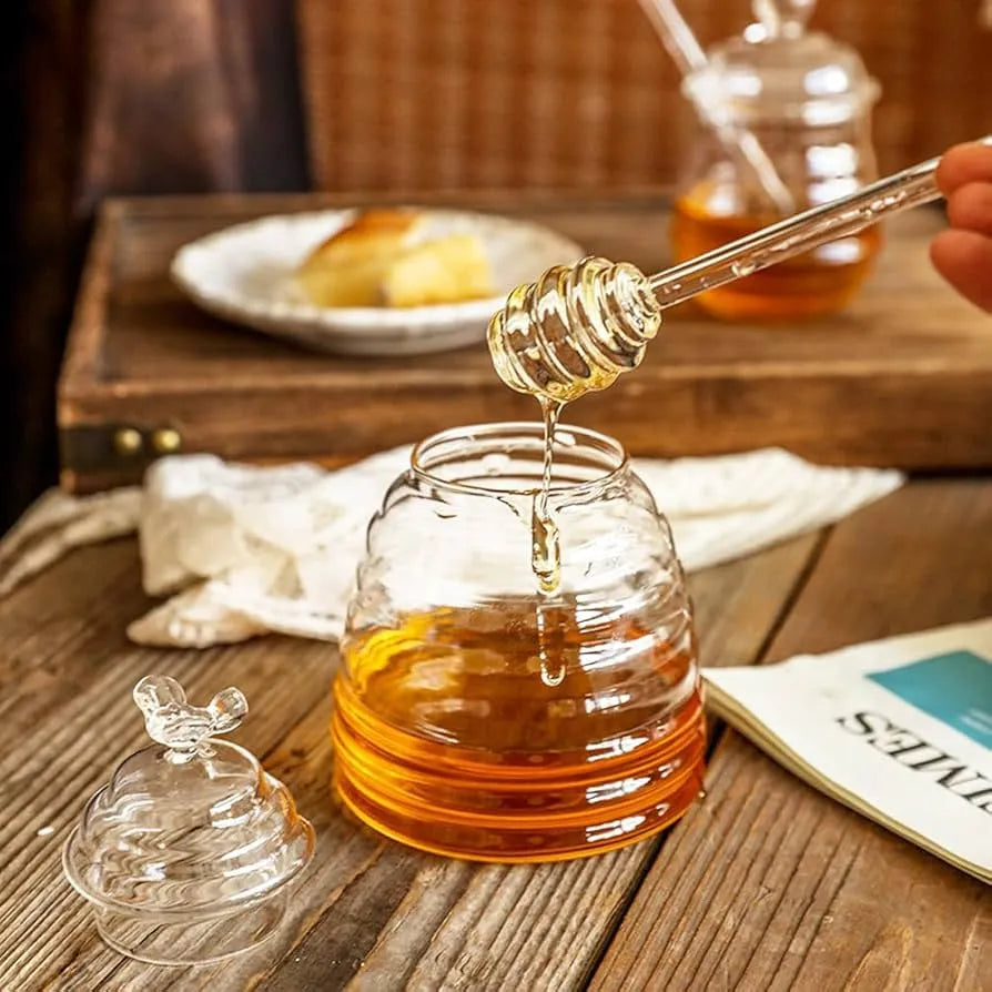 Pot à miel & cuillère en verre
