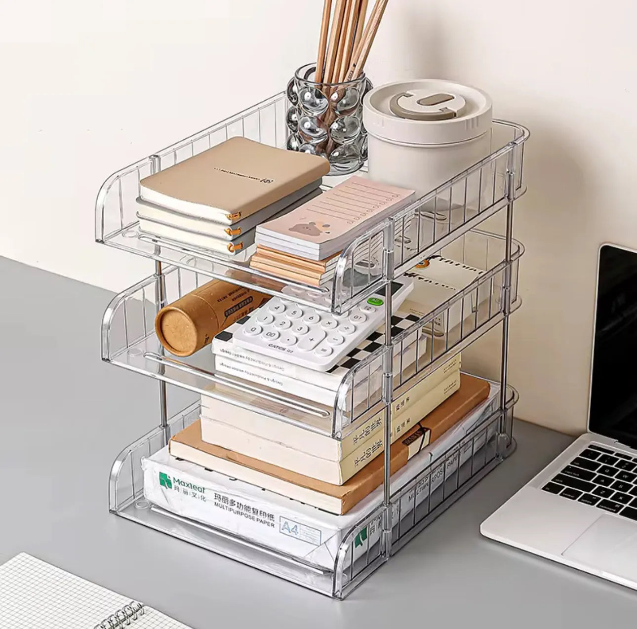 Organisateur de bureau en plexiglass 3 niveaux