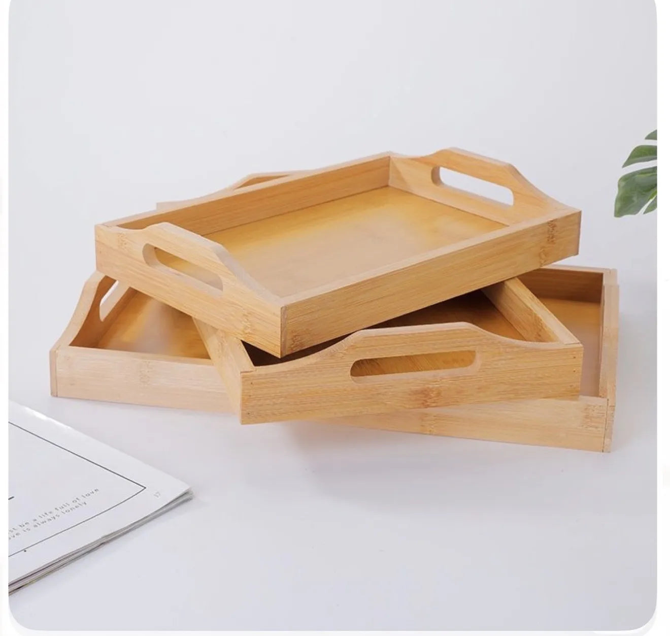 Lot de 3 plateaux en bambou