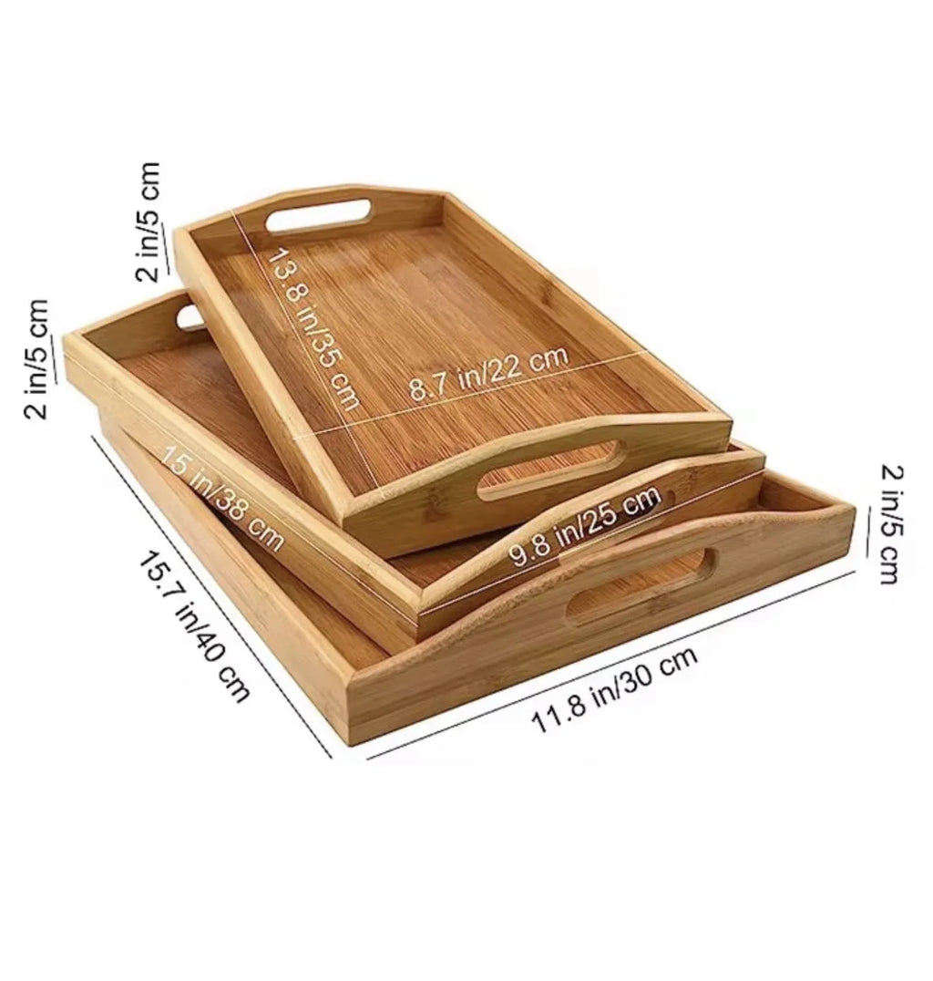 Lot de 3 plateaux en bambou