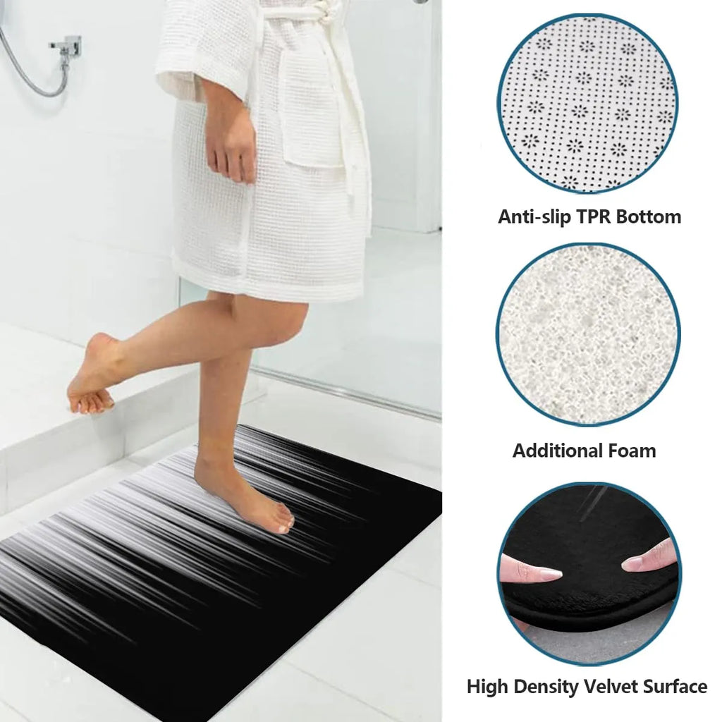 Set moderne rideau et tapis de salle de bain