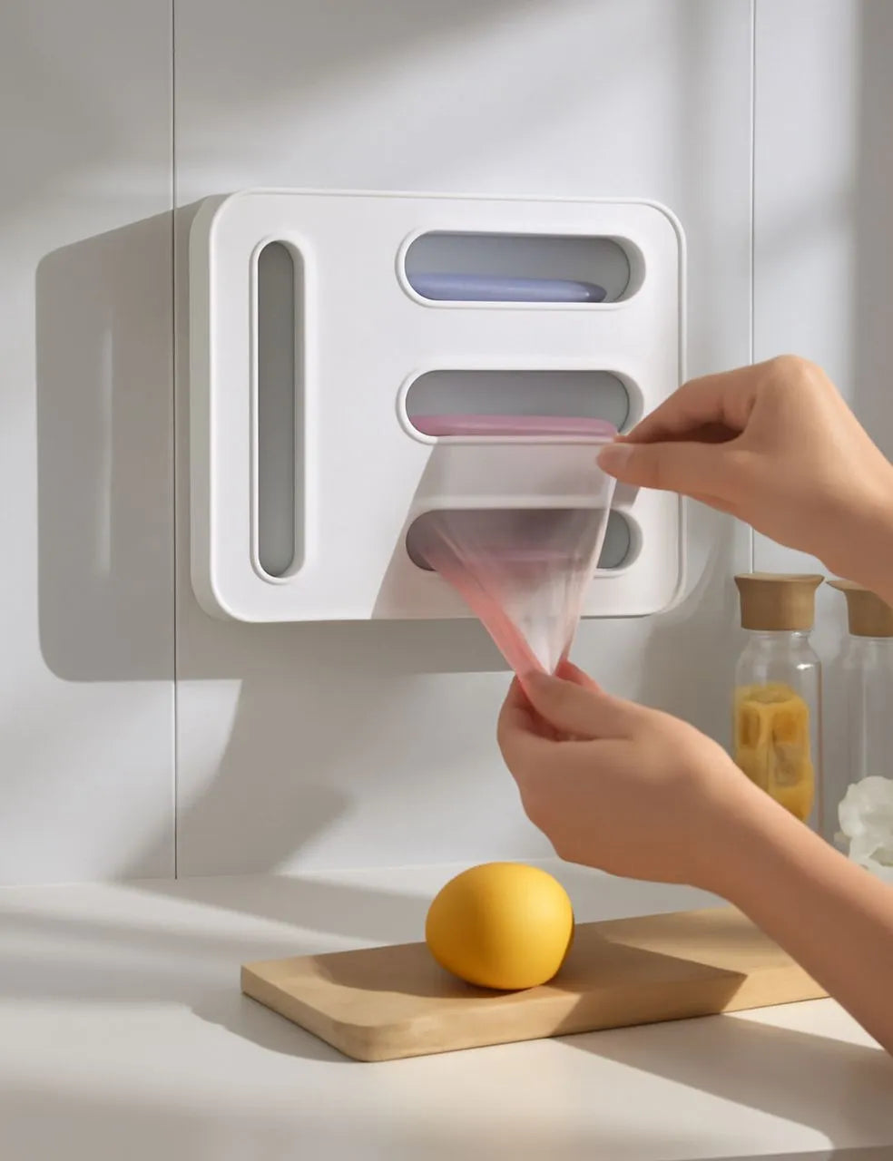 Distributeur de sachets mural adhésif